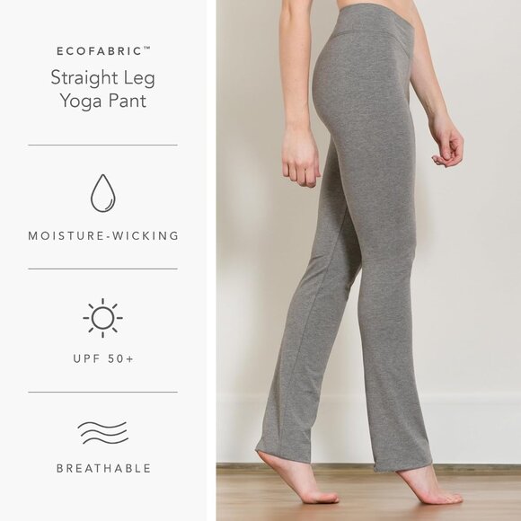 Women's Ecofabric Blue Casual Mid Rise Straight Leg Yoga Pants, Slim Fit - Picture 5 of 6